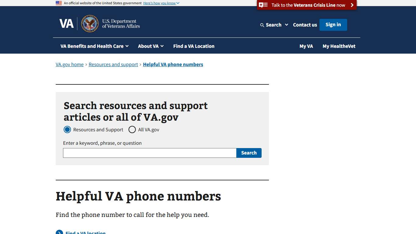 Helpful VA Phone Numbers | Veterans Affairs
